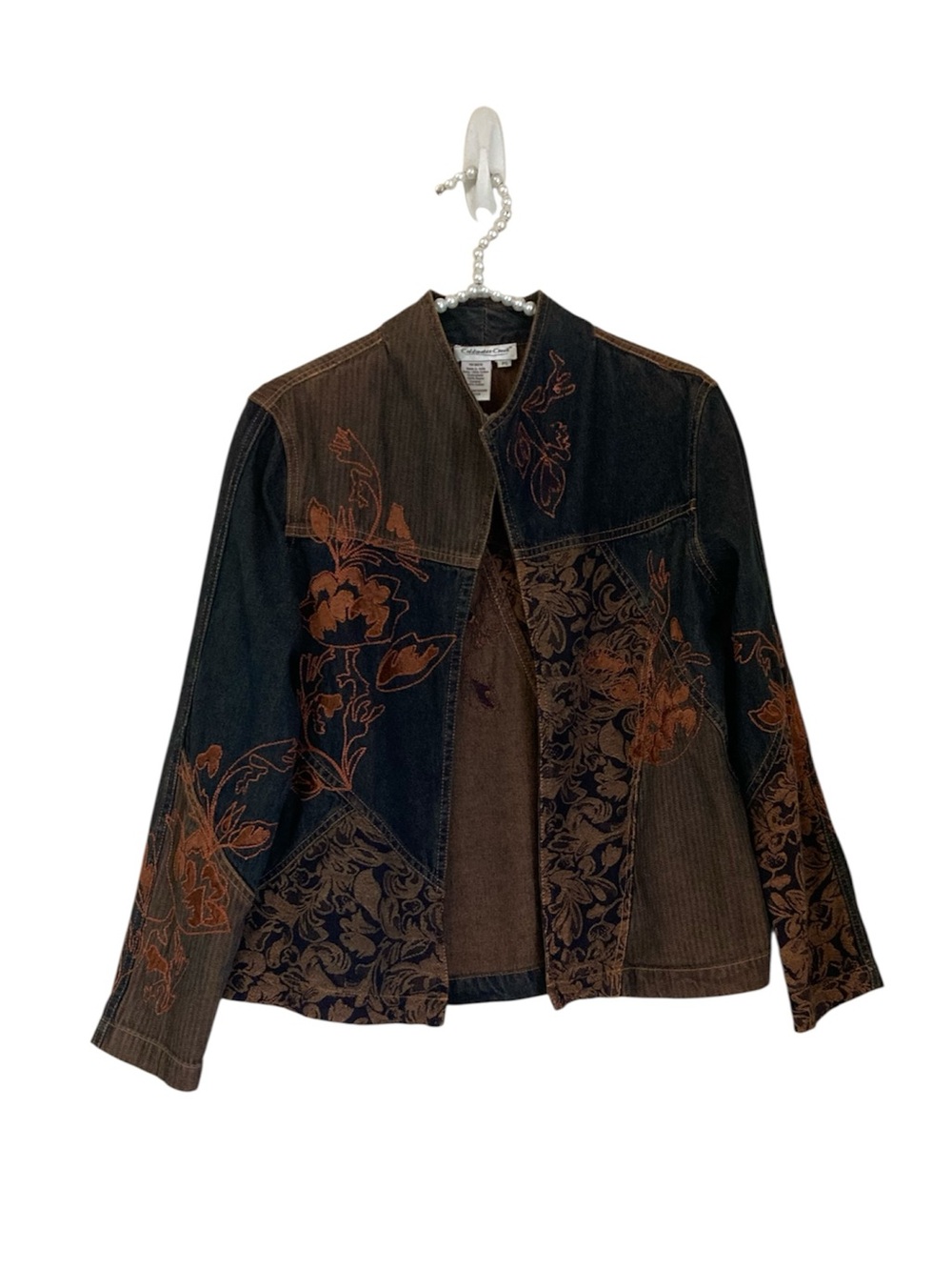 Coldwater Creek Demin Embroidered Floral Jacket Size PS